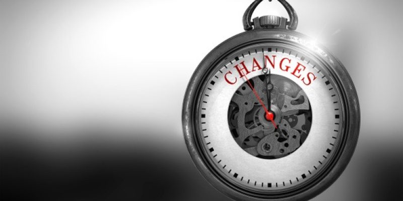 Watch with Changes Red Text on it Face. 3D Illustration. Business Concept: Vintage Pocket Clock with Changes - Red Text on it Face. Changes on Watch Face with Close View of Watch Mechanism. Business Concept. 3D Rendering.